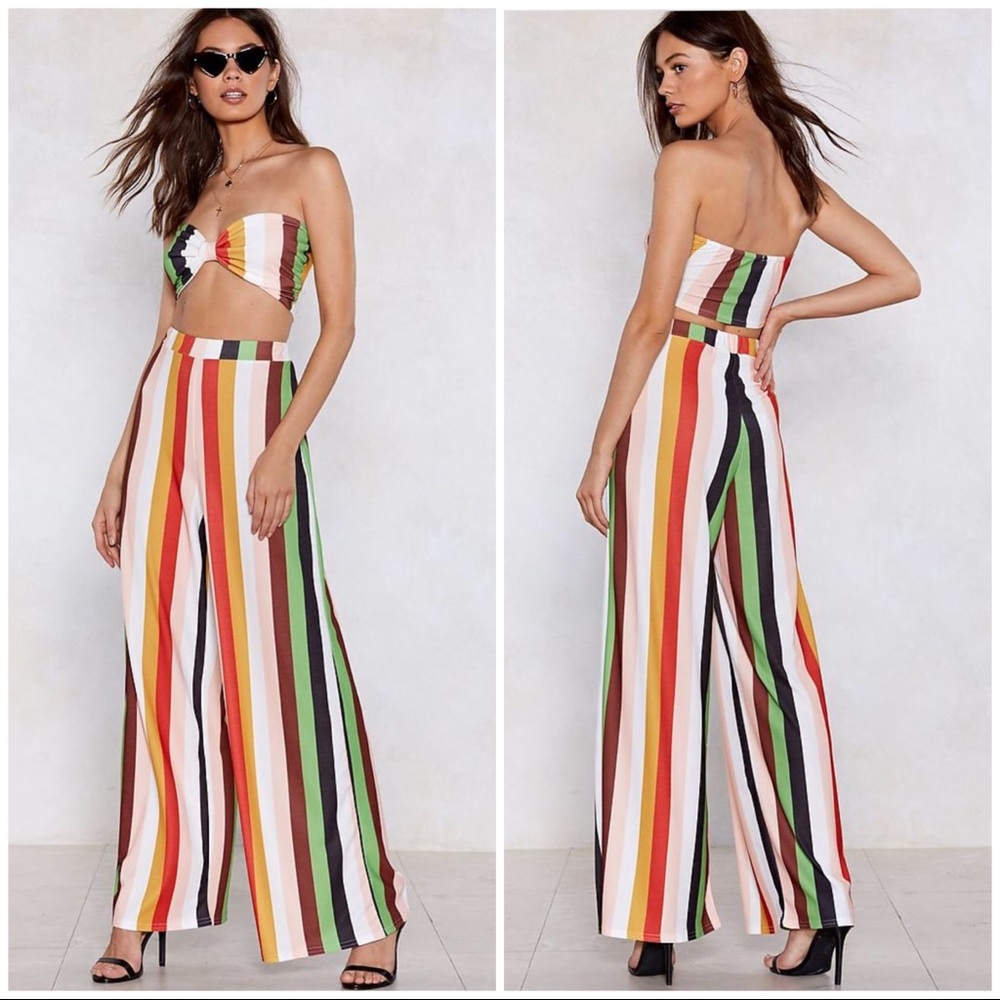 Brand New Nasty Gal Striped Bra and Pants Set